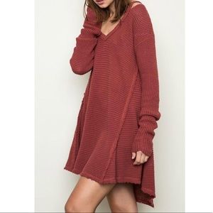 COLD SHOULDER SWEATER DRESS